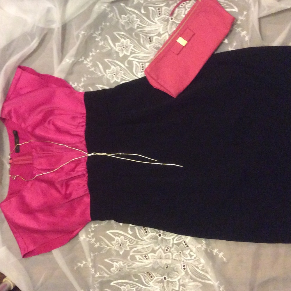 The Limited Pink & Black Cap Sleeve Dress